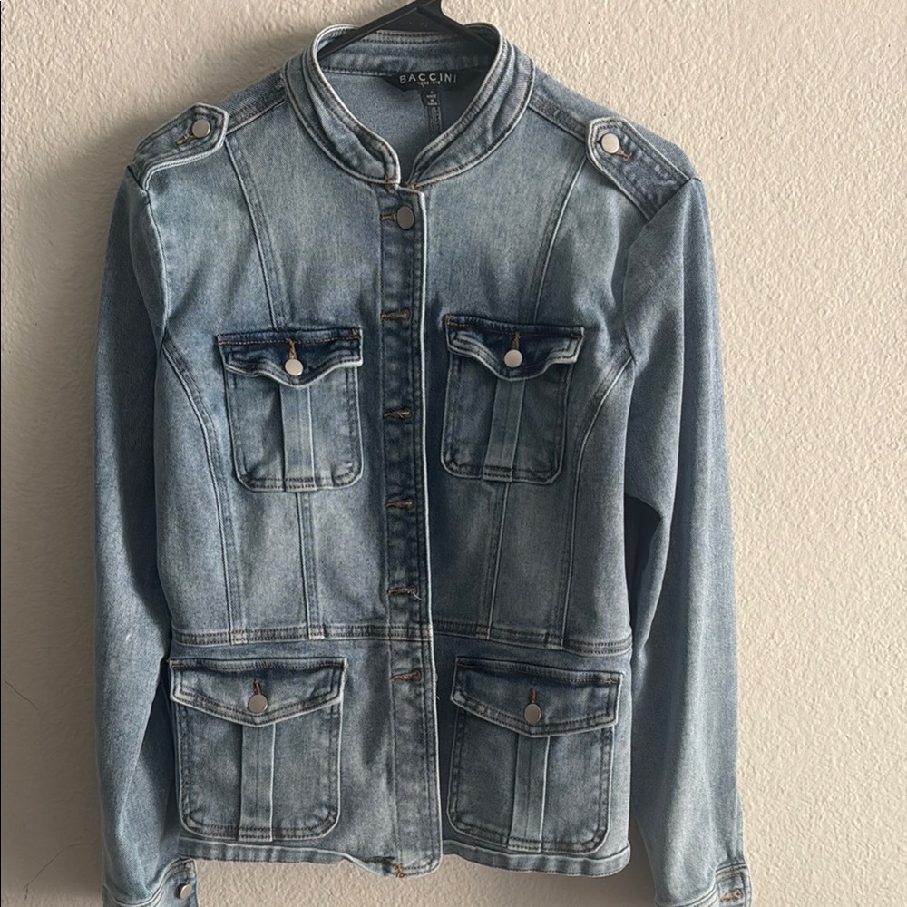 Baccini Light Blue Denim Jacket with Pocket Flaps